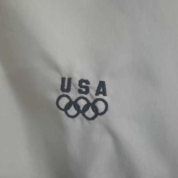 Vintage 90s JCPenney USA Olympics Windbreaker Jacket Adult Size Large Nylon Blue - Picture 2 of 8